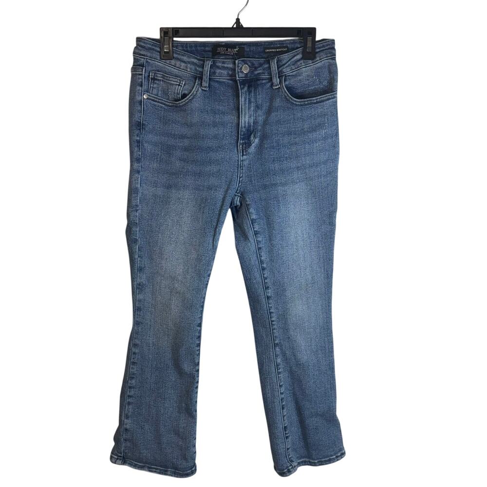 Judy Blue Womens 11/30 Cropped Bootcut Jeans High Rise Stretch Medium Wash